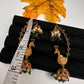 Matte CZ Peacock Jhumka Ear Cuffs - 