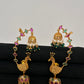 Matte CZ Peacock Jhumka Ear Cuffs - 