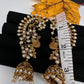 Matte CZ Peacock Jhumka Ear Cuffs - 