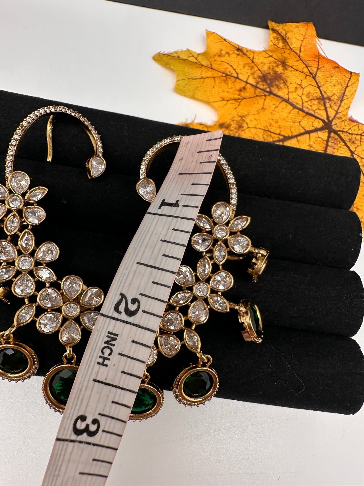 Matte CZ Green Ear Cuffs - 