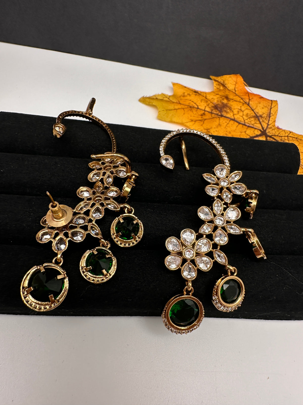 Matte CZ Green Ear Cuffs - 