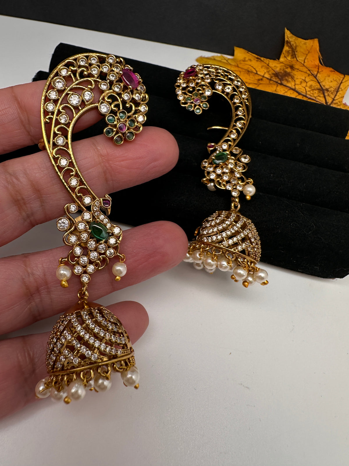 Matte CZ Peacock Ear Cuff - 