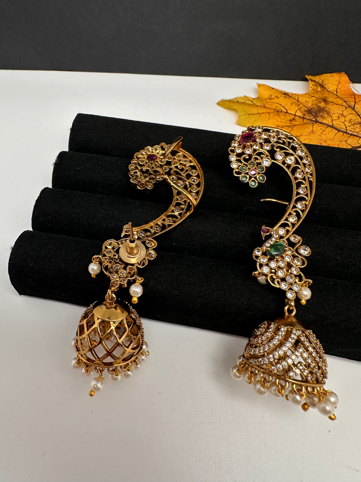 Matte CZ Peacock Ear Cuff - 