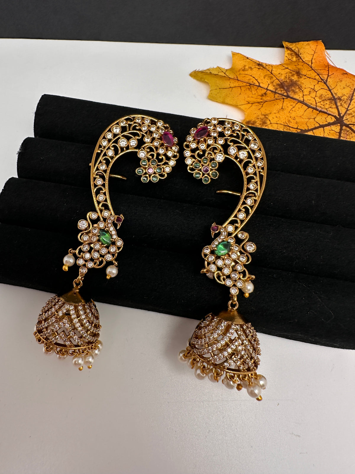 Matte CZ Peacock Ear Cuff - 