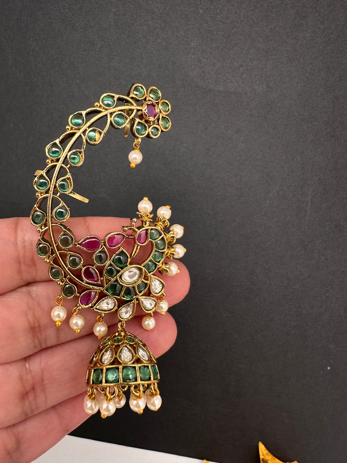 Matte Kemp Peacock Ear Cuff - 