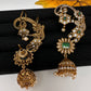 Matte CZ Green Jhumka Ear Cuff - 