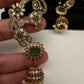 Matte CZ Green Jhumka Ear Cuff - 