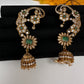 Matte CZ Green Jhumka Ear Cuff - 