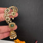 Matte CZ Green Jhumka Ear Cuff - 