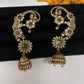 Matte CZ Green Jhumka Ear Cuff - 
