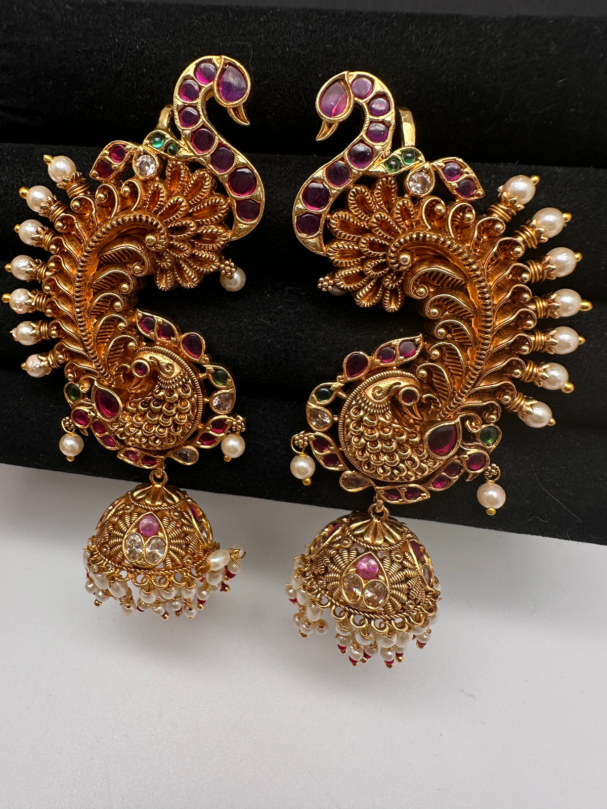 Matte Peacock Jhumka Ear Cuff - 