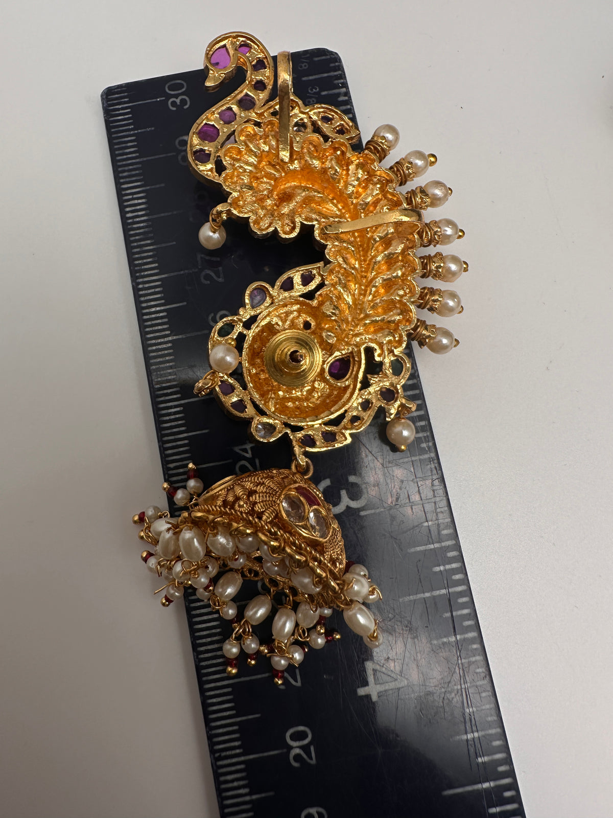 Matte Peacock Jhumka Ear Cuff - 