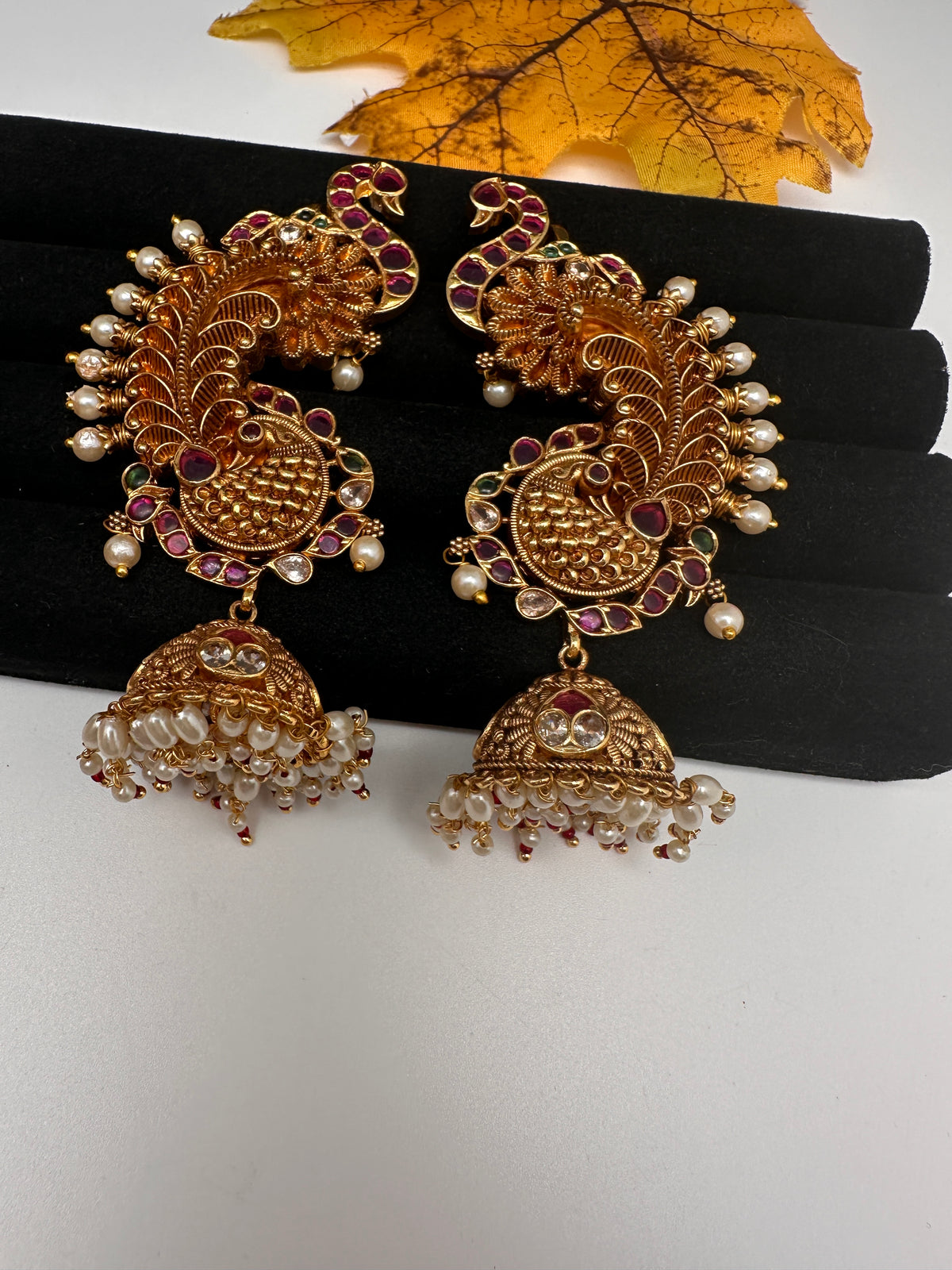 Matte Peacock Jhumka Ear Cuff - 