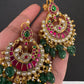 Jadau Kundan Chandbali Earrings - 