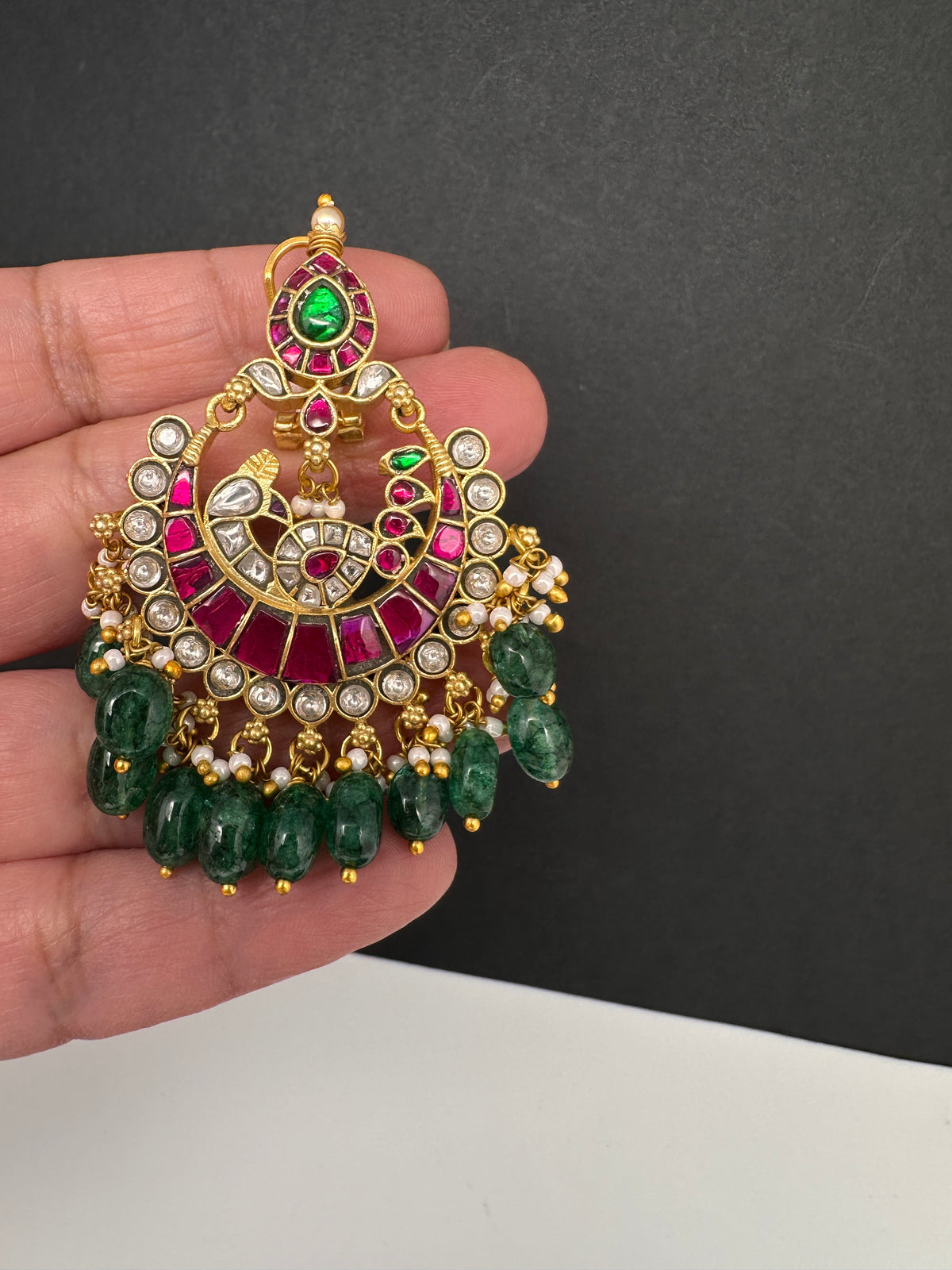 Jadau Kundan Chandbali Earrings - 