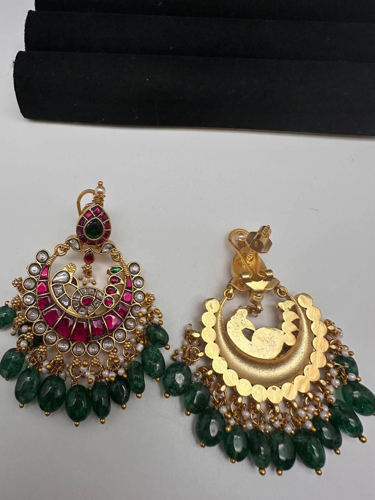 Jadau Kundan Chandbali Earrings - 