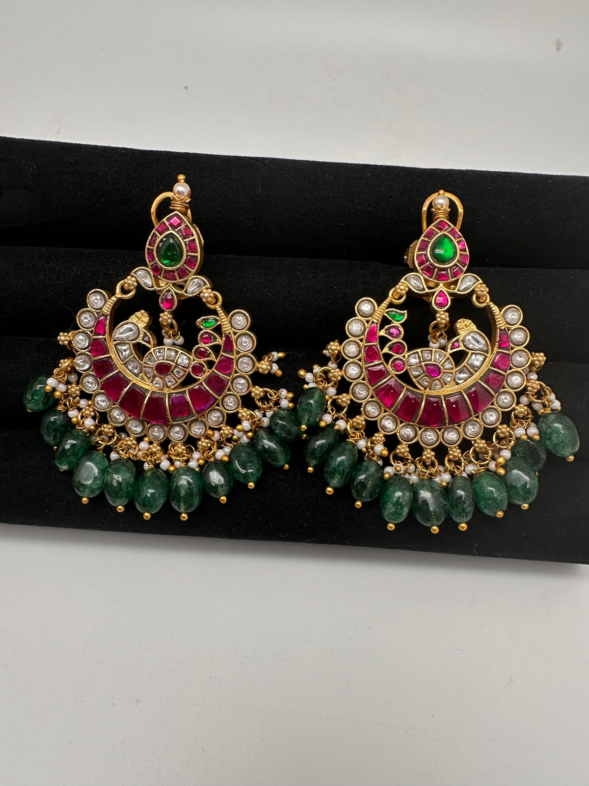 Jadau Kundan Chandbali Earrings - 