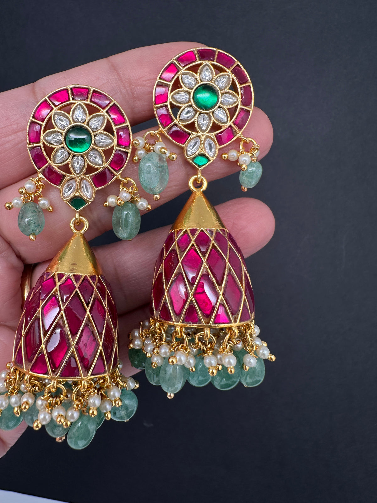 Jadau Kundan Jhumka Earrings - 