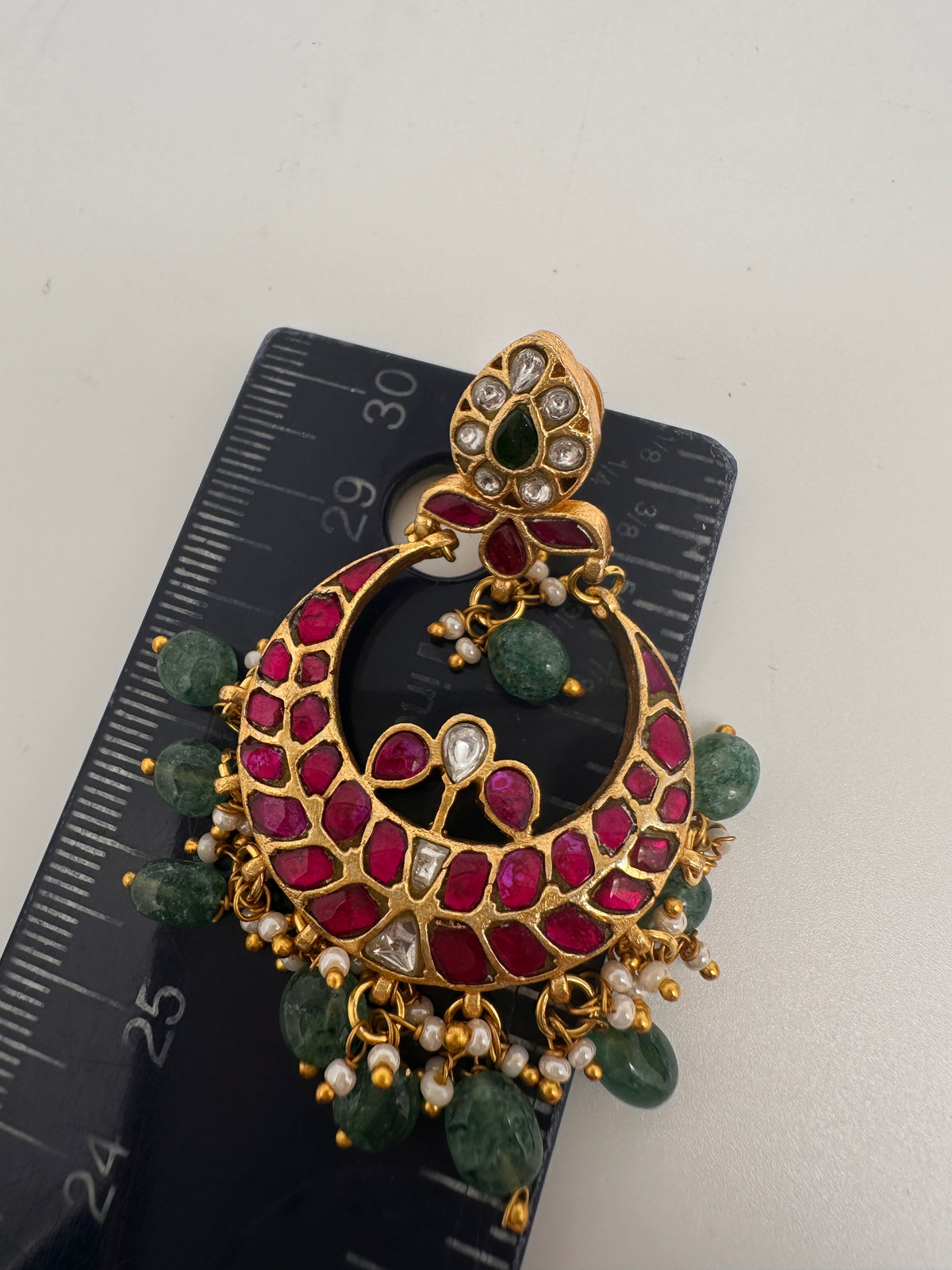 Jadau Kundan Chandbali Earrings - 