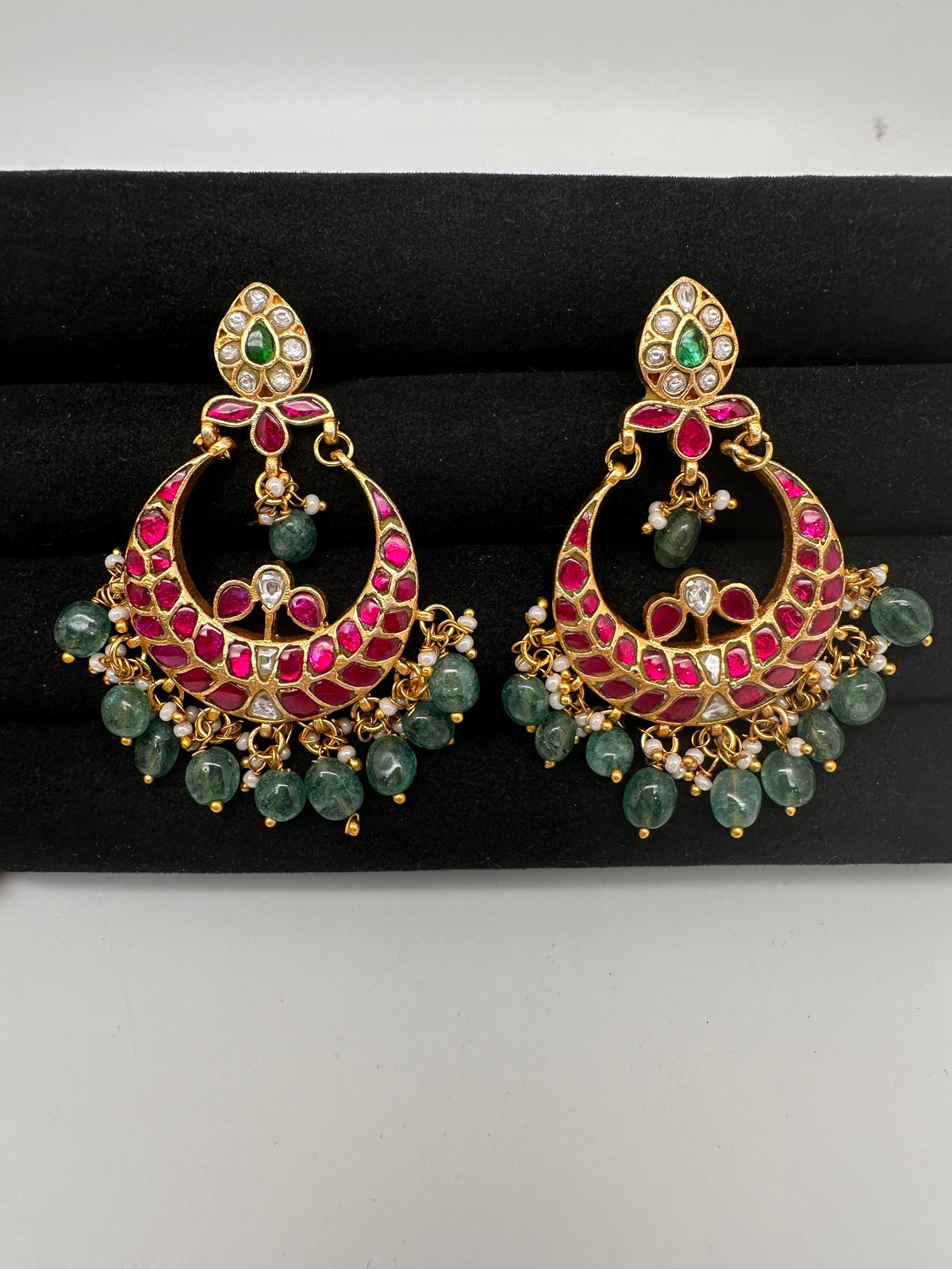 Jadau Kundan Chandbali Earrings - 