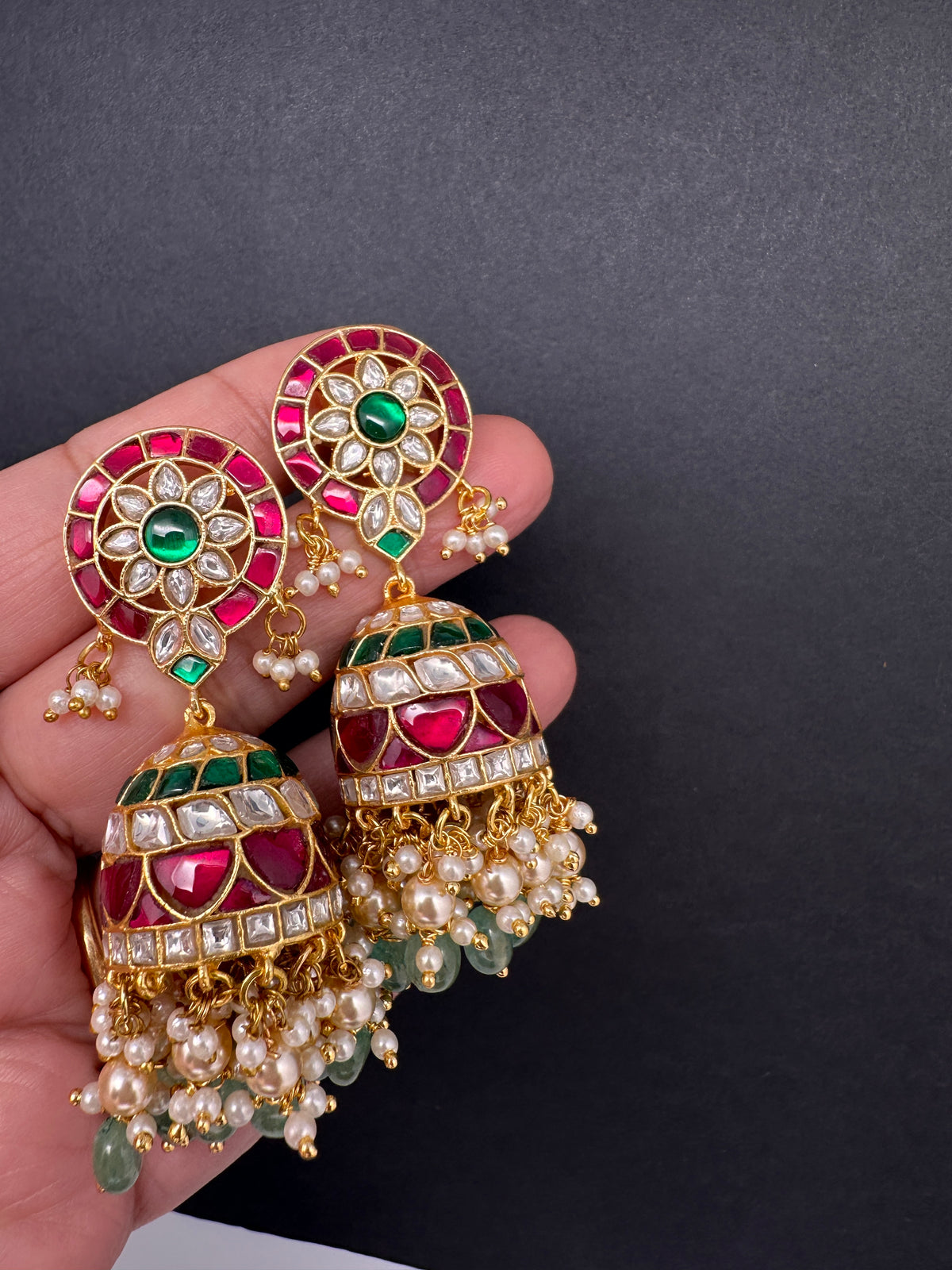 Jadau Kundan Jhumka Earrings - 