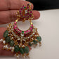 Peacock Jadau Kundan Chandbali Earrings - 