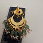 Peacock Jadau Kundan Chandbali Earrings - 
