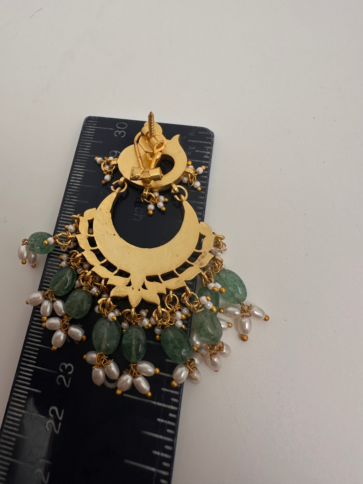 Peacock Jadau Kundan Chandbali Earrings - 