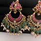 Peacock Jadau Kundan Chandbali Earrings - 