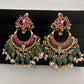Peacock Jadau Kundan Chandbali Earrings - 