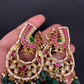 Peacock Jadau Kundan Chandbali Earrings - 