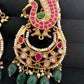 Peacock Jadau Kundan Chandbali Earrings - 