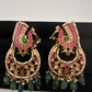 Peacock Jadau Kundan Chandbali Earrings - 