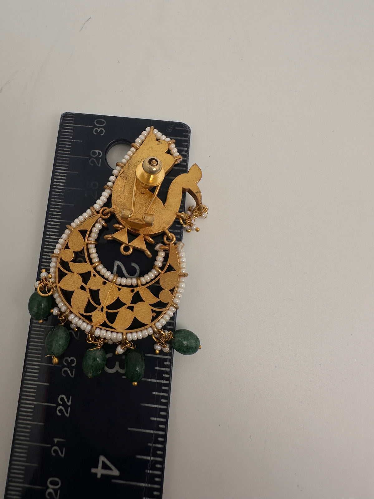 Peacock Jadau Kundan Chandbali Earrings - 