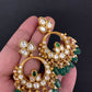 White Jadau Kundan Chandbali Earrings - 