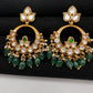 White Jadau Kundan Chandbali Earrings - 