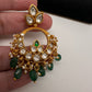 White Jadau Kundan Chandbali Earrings - 
