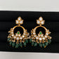 White Jadau Kundan Chandbali Earrings - 