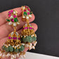 Peacock Jadau Kundan Jhumka Earrings - 