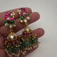 Peacock Jadau Kundan Jhumka Earrings - 