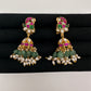 Peacock Jadau Kundan Jhumka Earrings - 