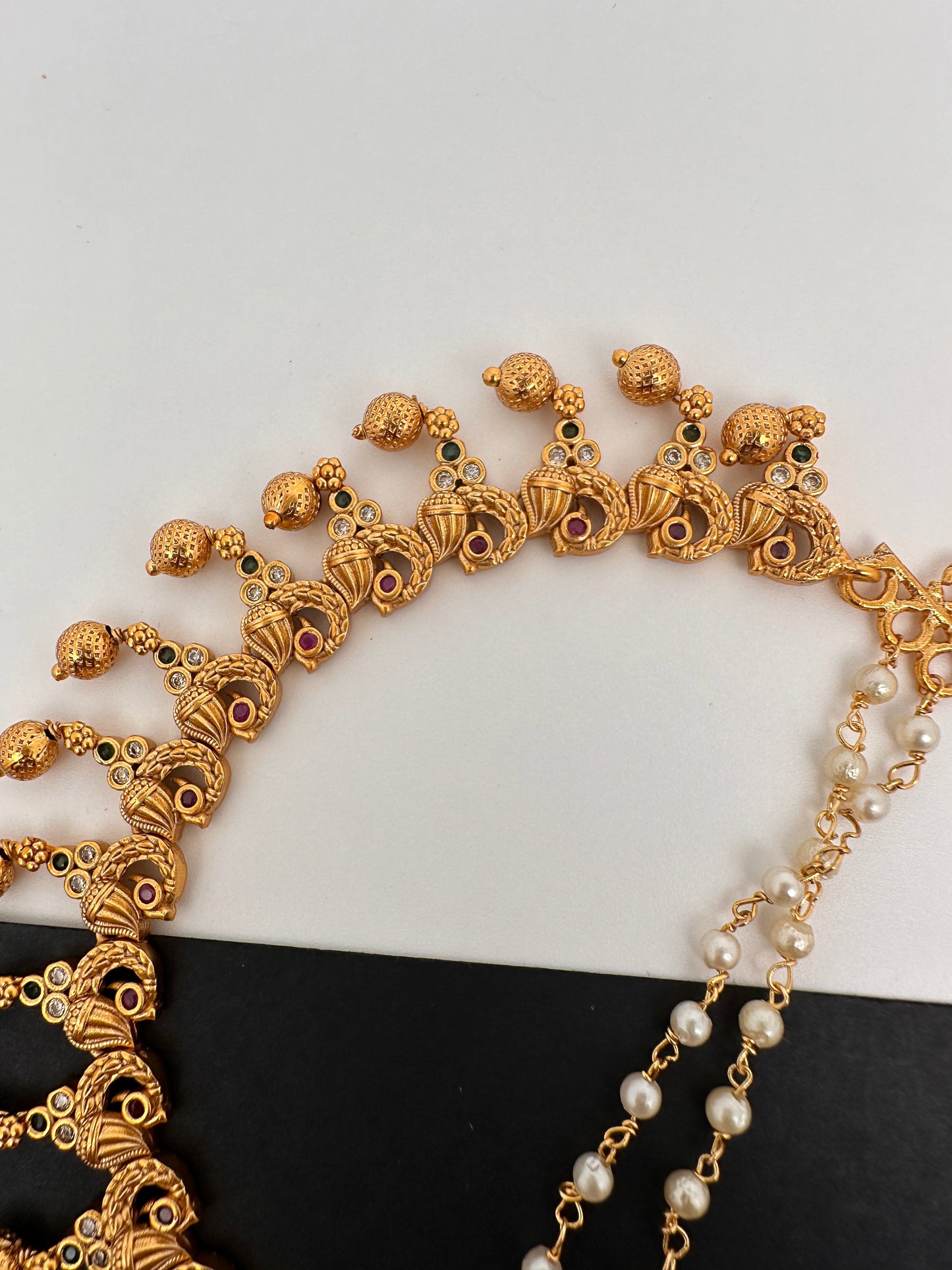 Matte Peacock Multi stone EarChain