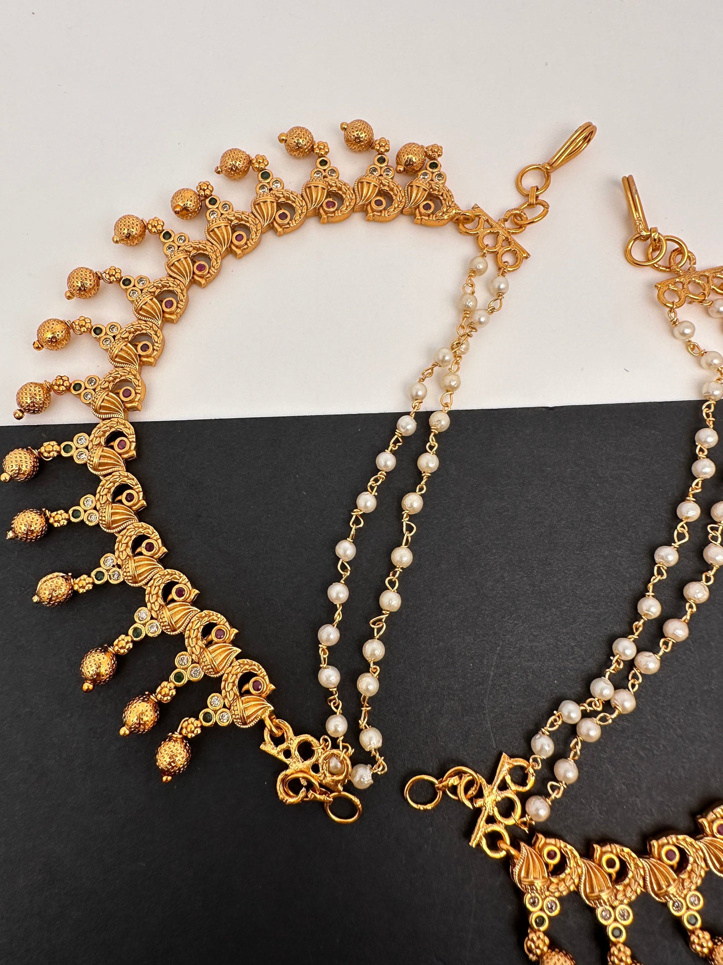 Matte Peacock Multi stone EarChain