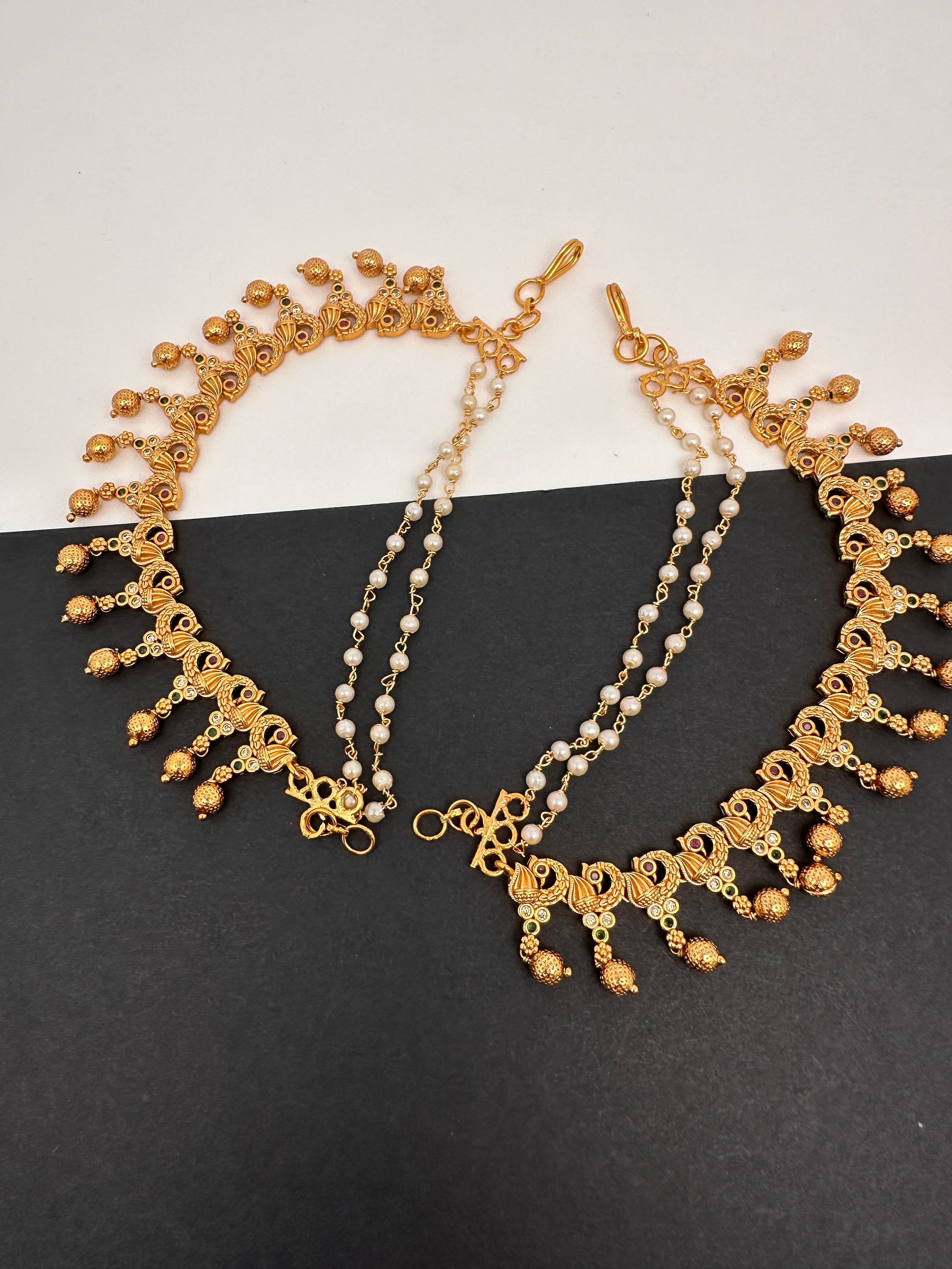 Matte Peacock Multi stone EarChain