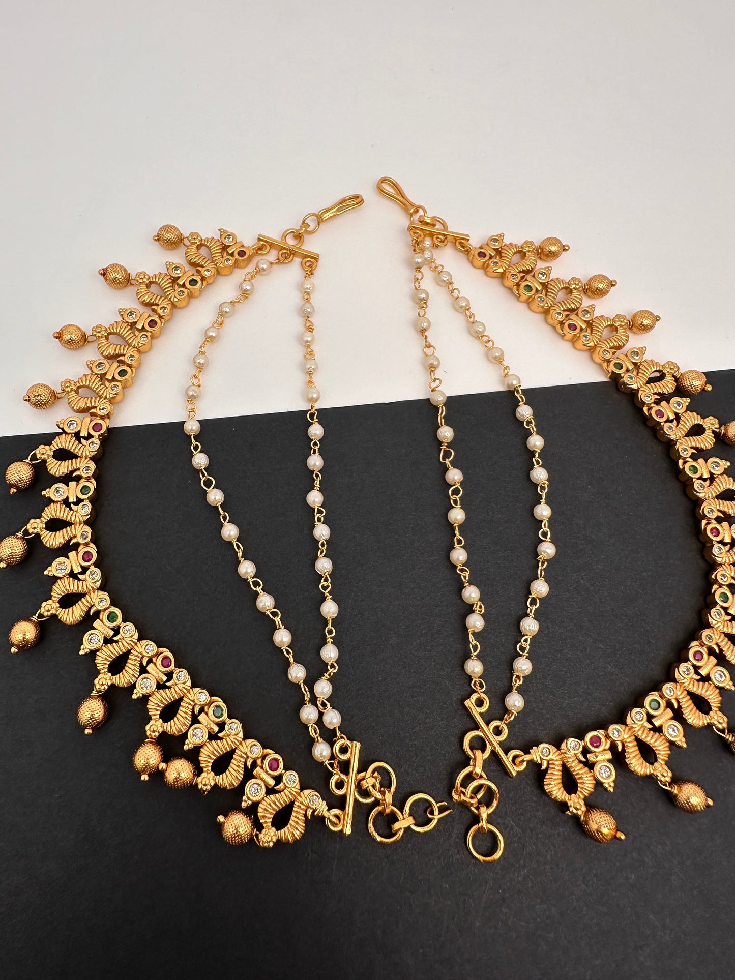 Matte Peacock Multi stone EarChain