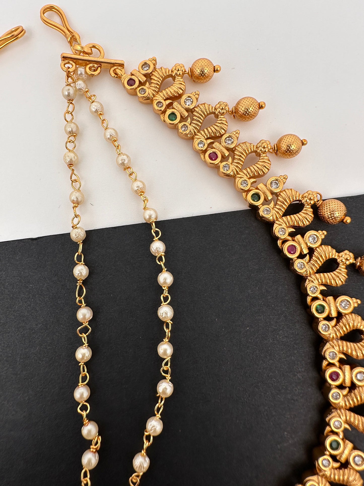 Matte Peacock Multi stone EarChain