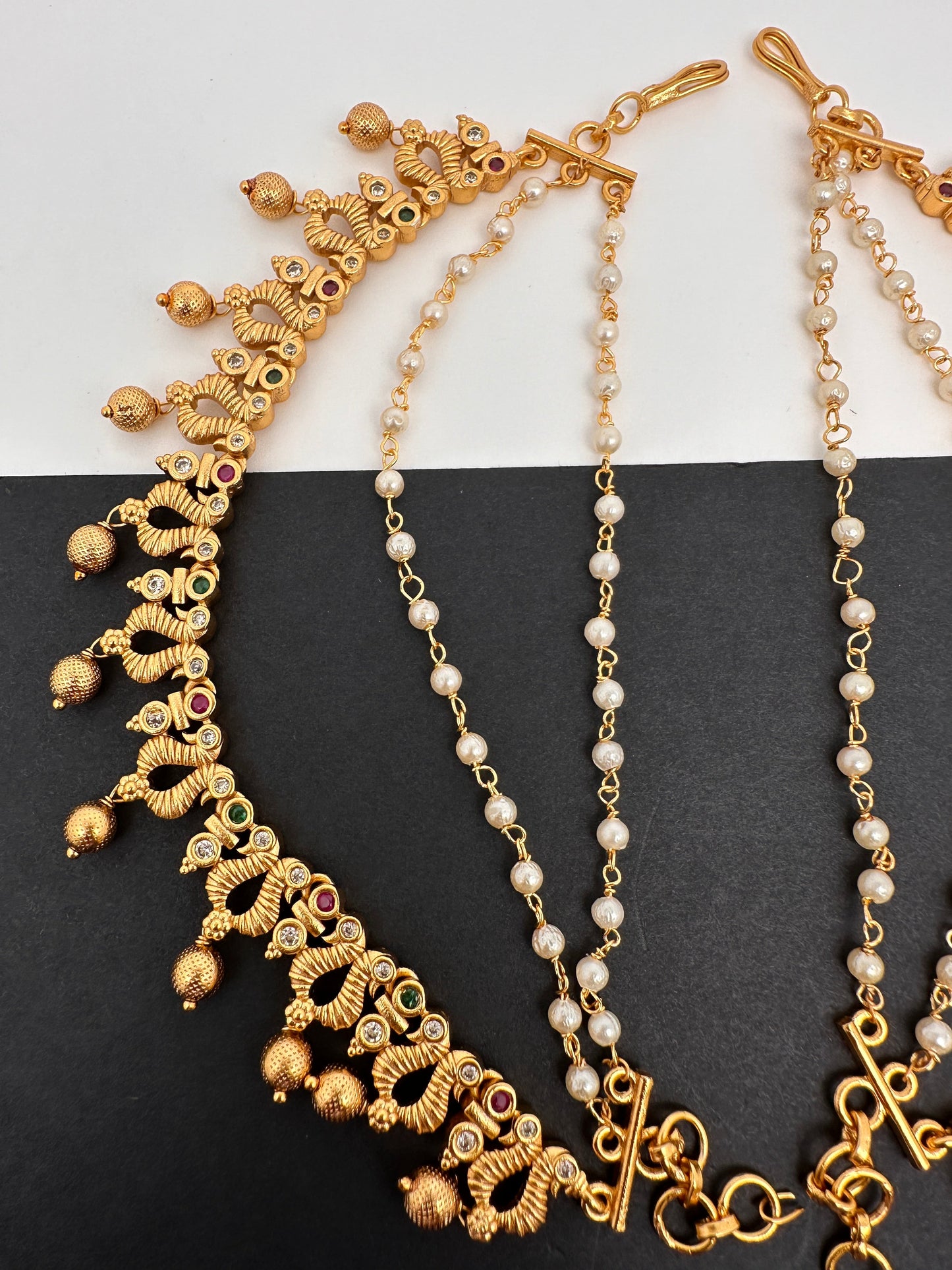 Matte Peacock Multi stone EarChain