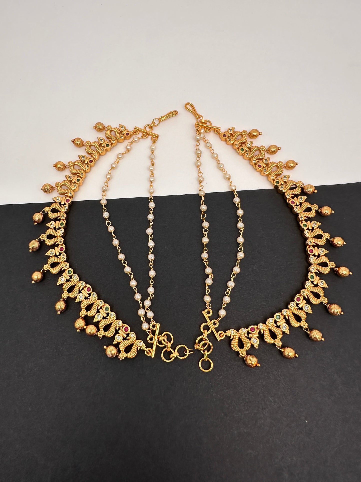 Matte Peacock Multi stone EarChain
