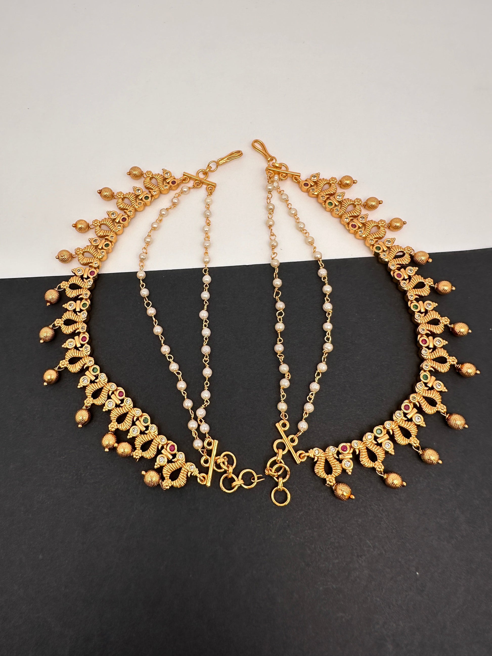 Matte Peacock Multi stone EarChain