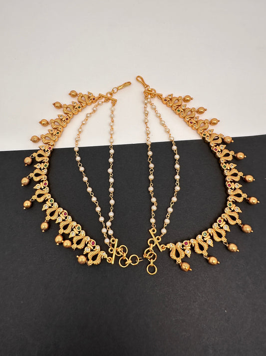 Matte Peacock Multi stone EarChain